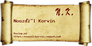Noszál Korvin névjegykártya